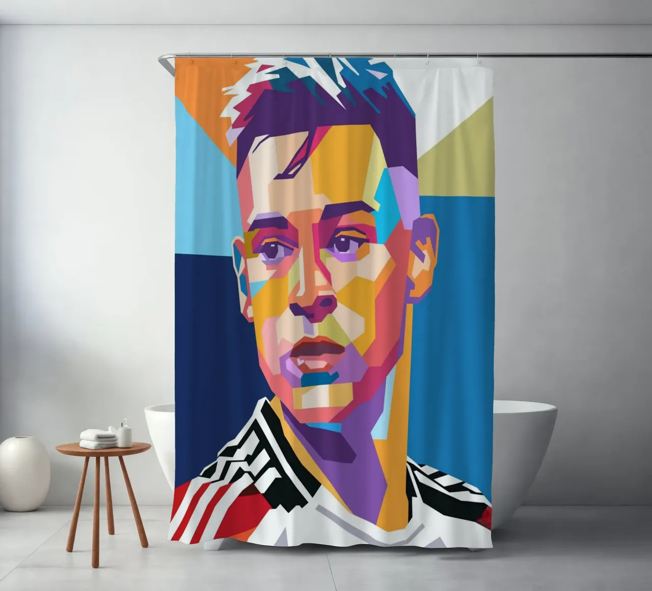 Ritratto pop art di Joshua Kimmich tenda da doccia da Hantamrata