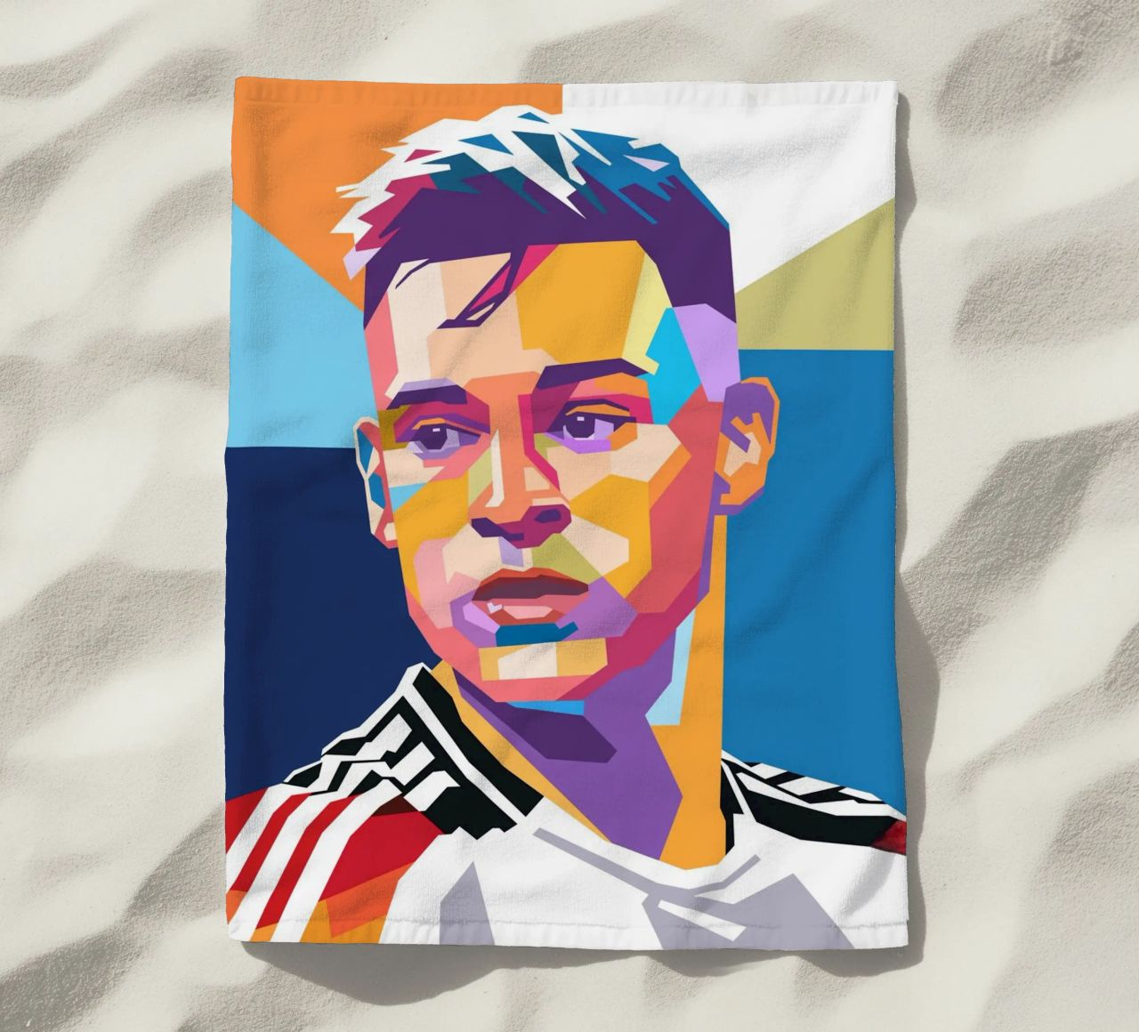 Ritratto pop art di Joshua Kimmich telo mare da Hantamrata