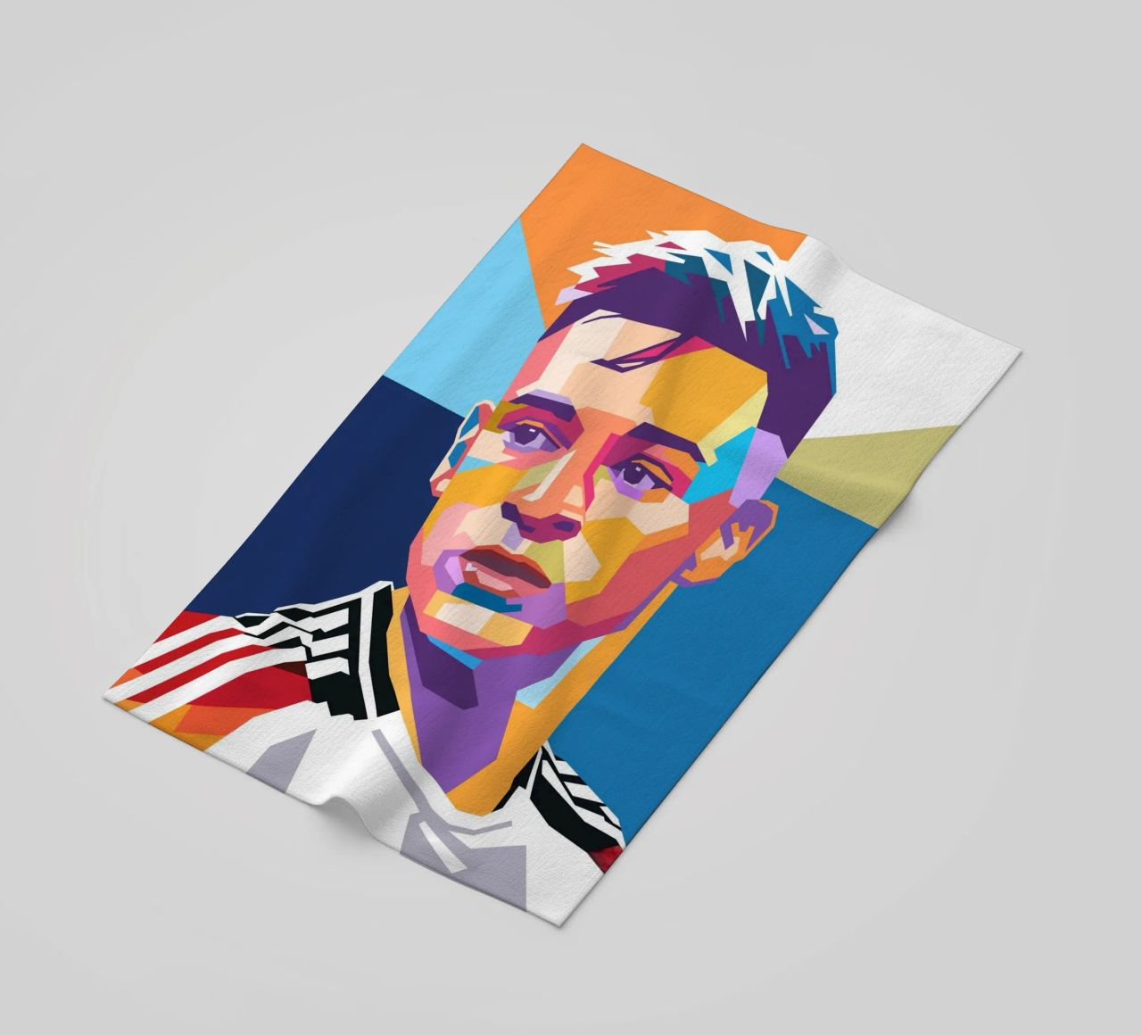 Ritratto pop art di Joshua Kimmich telo mare da Hantamrata