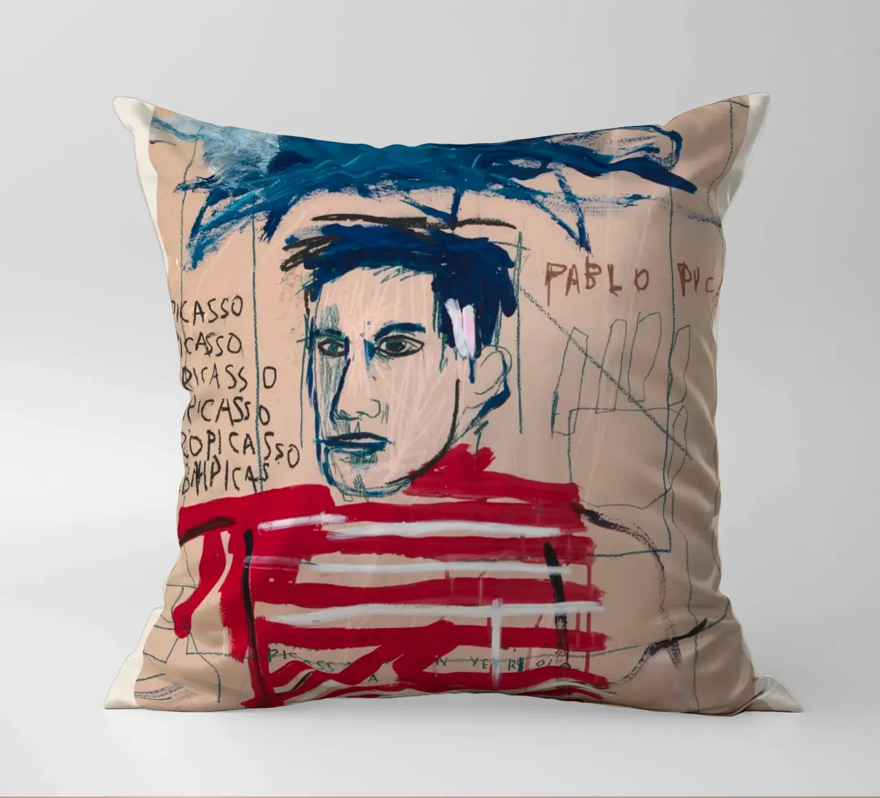 Basquiat "Untitled (Pablo Picasso)" Neo-Expressionist Tribut decorative cushion by NorwesClub