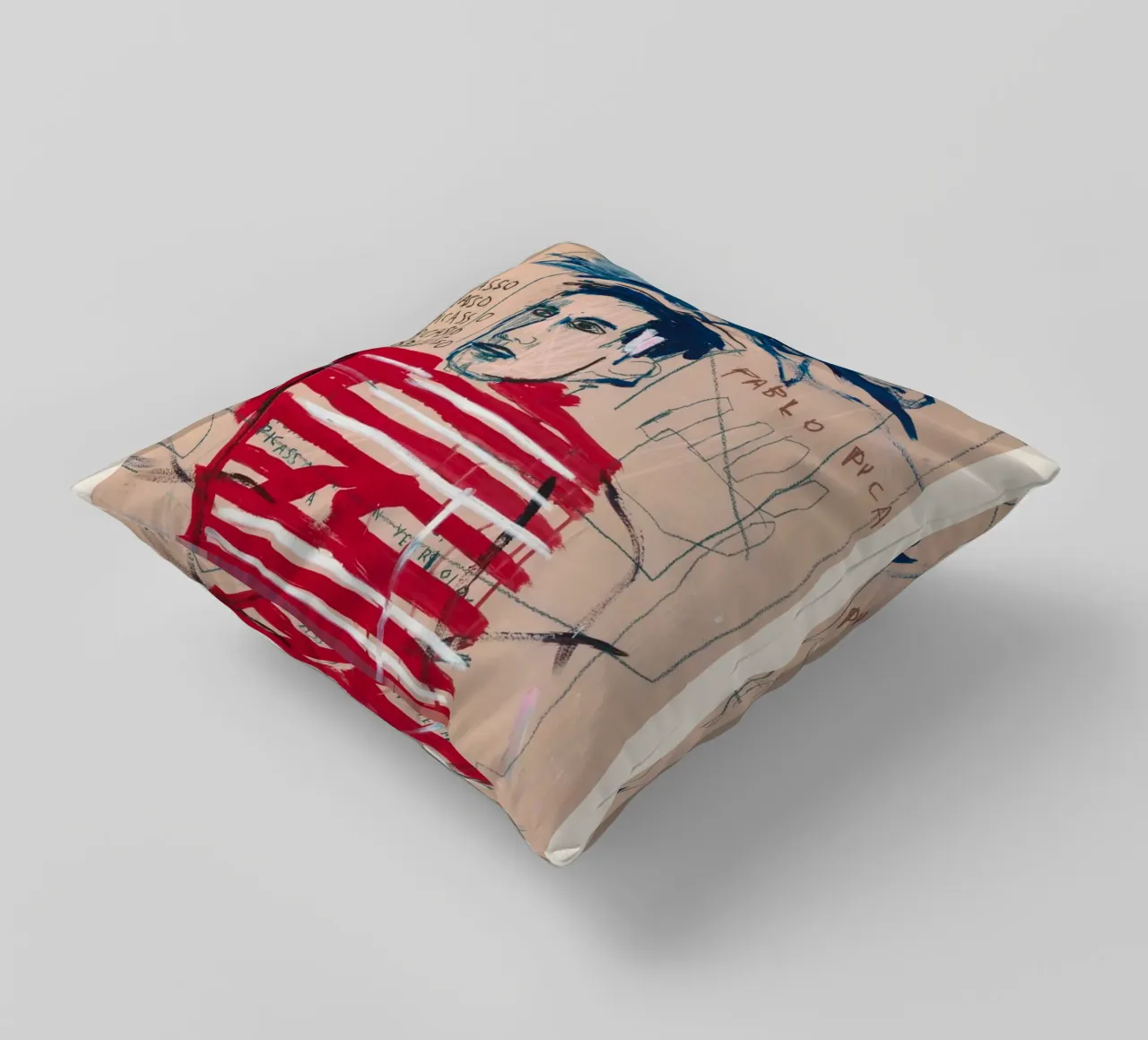 Basquiat "Untitled (Pablo Picasso)" Neo-Expressionist Tribut decorative cushion by NorwesClub