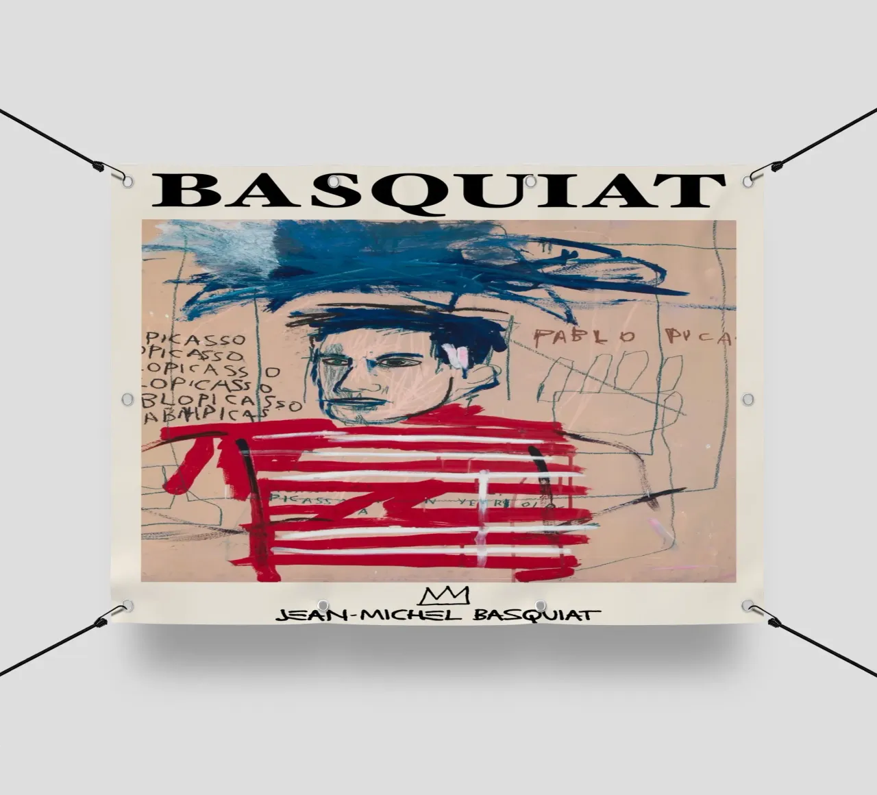 Basquiat "Senza titolo (Pablo Picasso)" Tributo neo-espressionista telo in pvc da NorwesClub