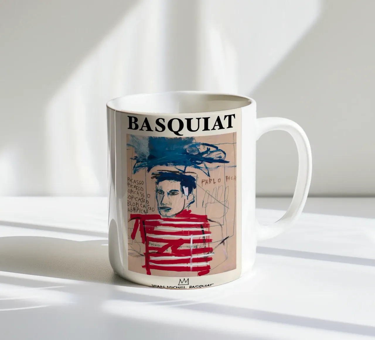 Basquiat "Senza titolo (Pablo Picasso)" Tributo neo-espressionista tazza in ceramica da NorwesClub
