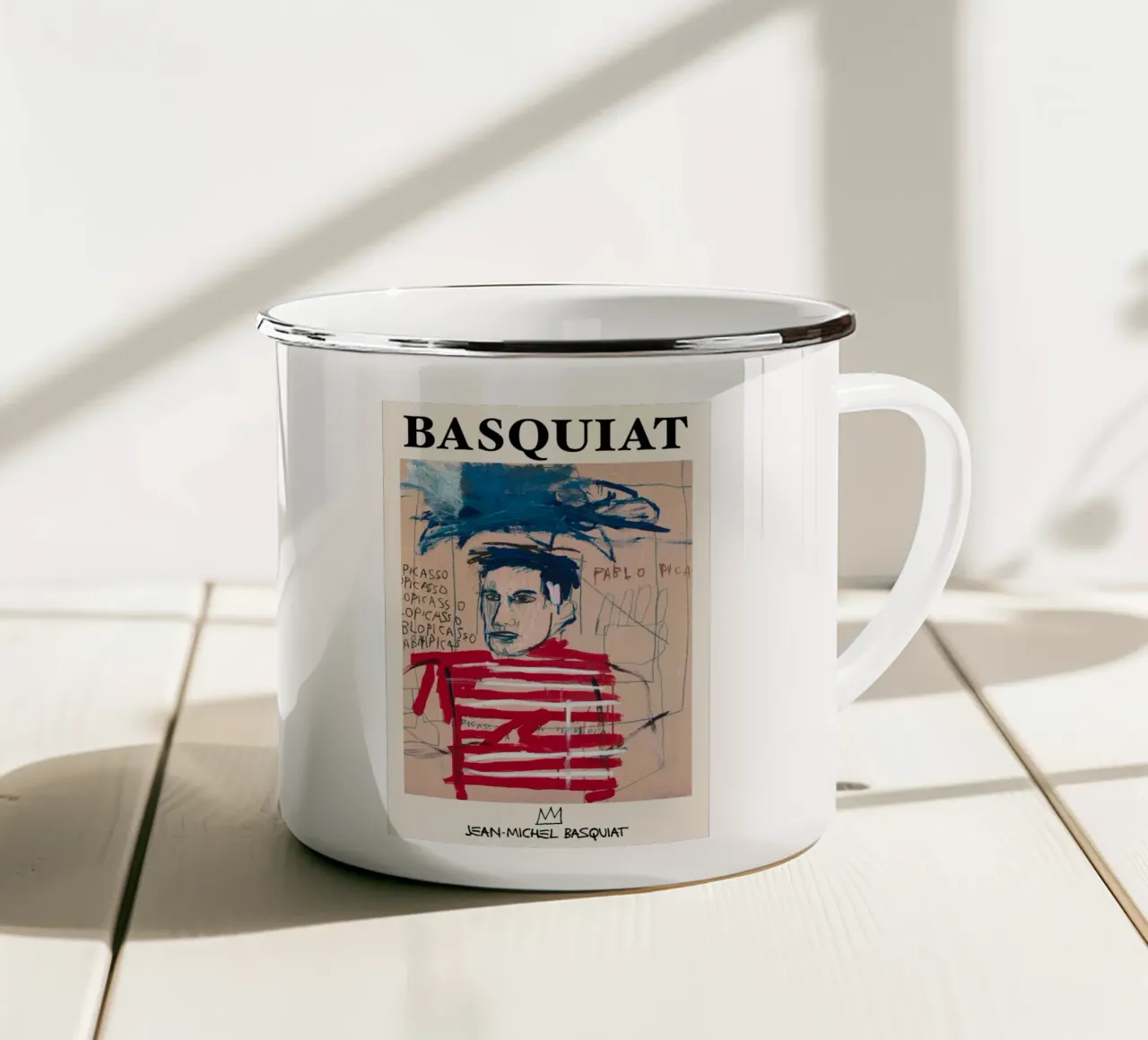 Basquiat "Senza titolo (Pablo Picasso)" Tributo neo-espressionista tazza in smalto da NorwesClub