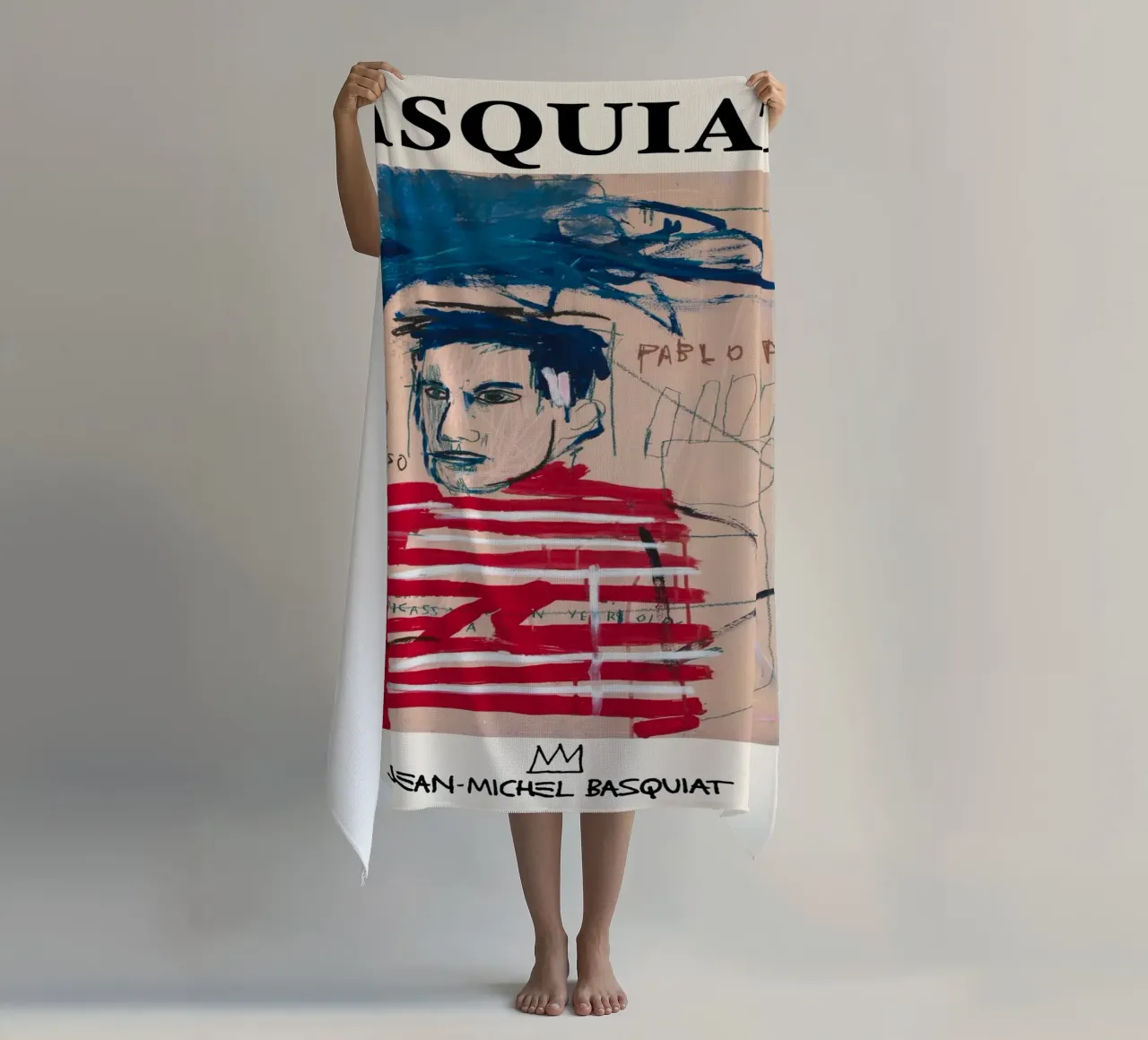 Basquiat "Untitled (Pablo Picasso)" Neo-Expressionist Tribut beach towel by NorwesClub