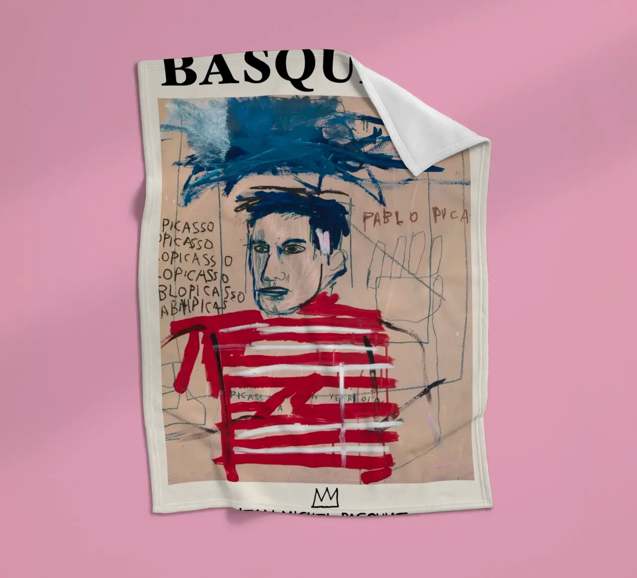 Basquiat "Senza titolo (Pablo Picasso)" Tributo neo-espressionista coperta in pile da NorwesClub