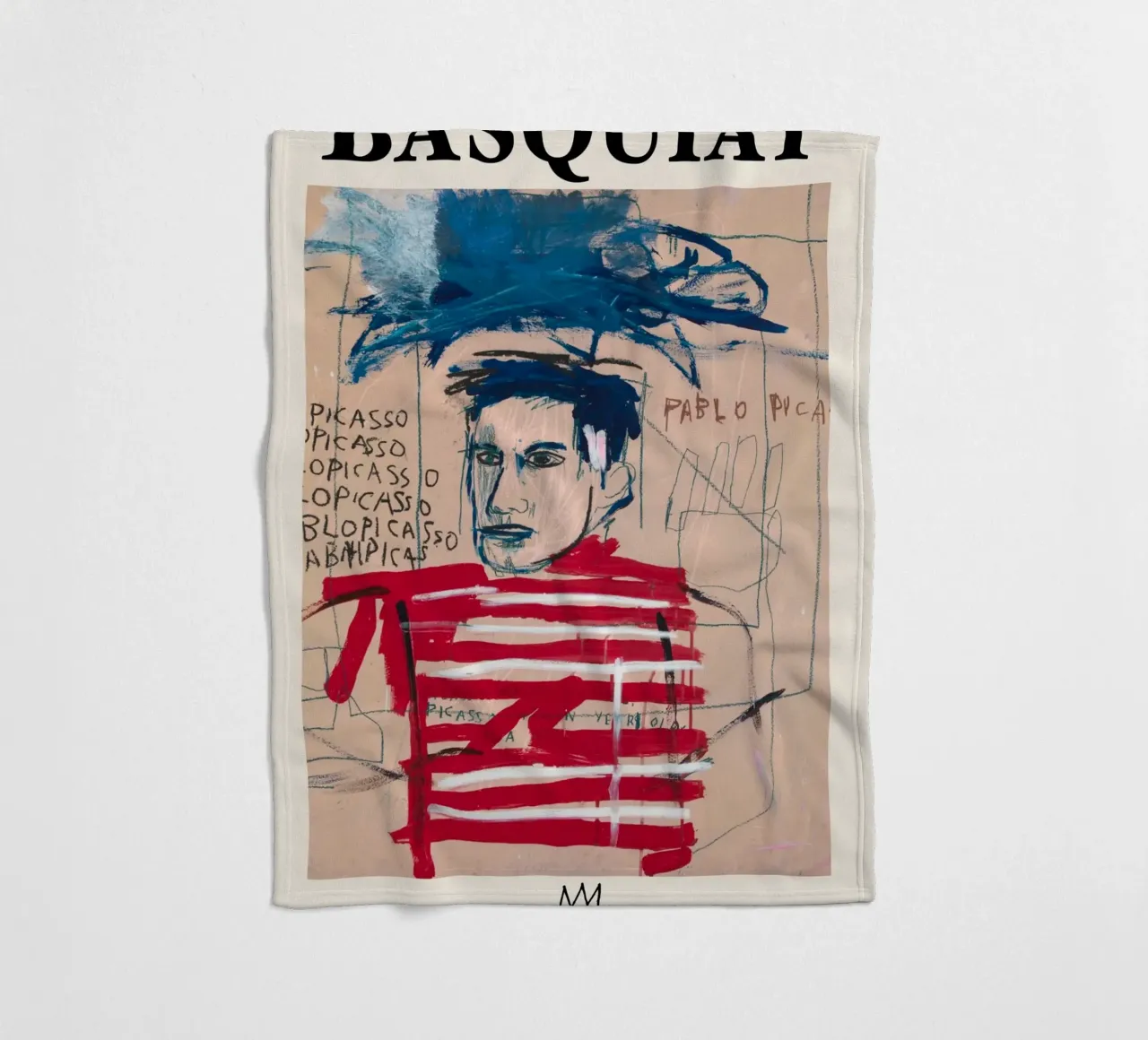 Basquiat "Senza titolo (Pablo Picasso)" Tributo neo-espressionista coperta in pile da NorwesClub