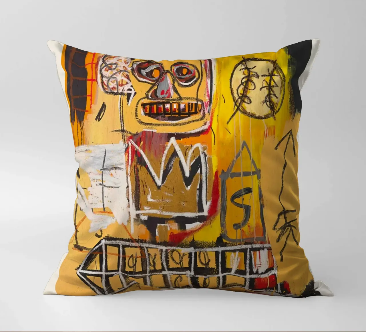 Basquiat "Senza titolo (Cranio e corona)" Potenza neo-espressionista cuscino da NorwesClub