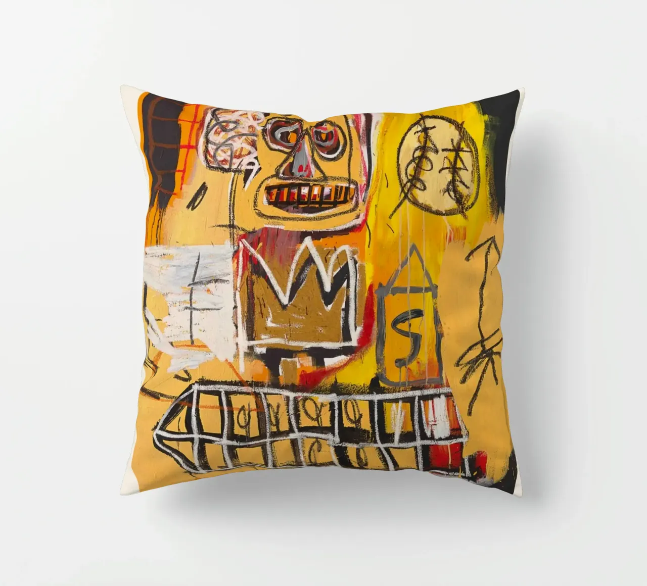 Basquiat "Senza titolo (Cranio e corona)" Potenza neo-espressionista cuscino da NorwesClub