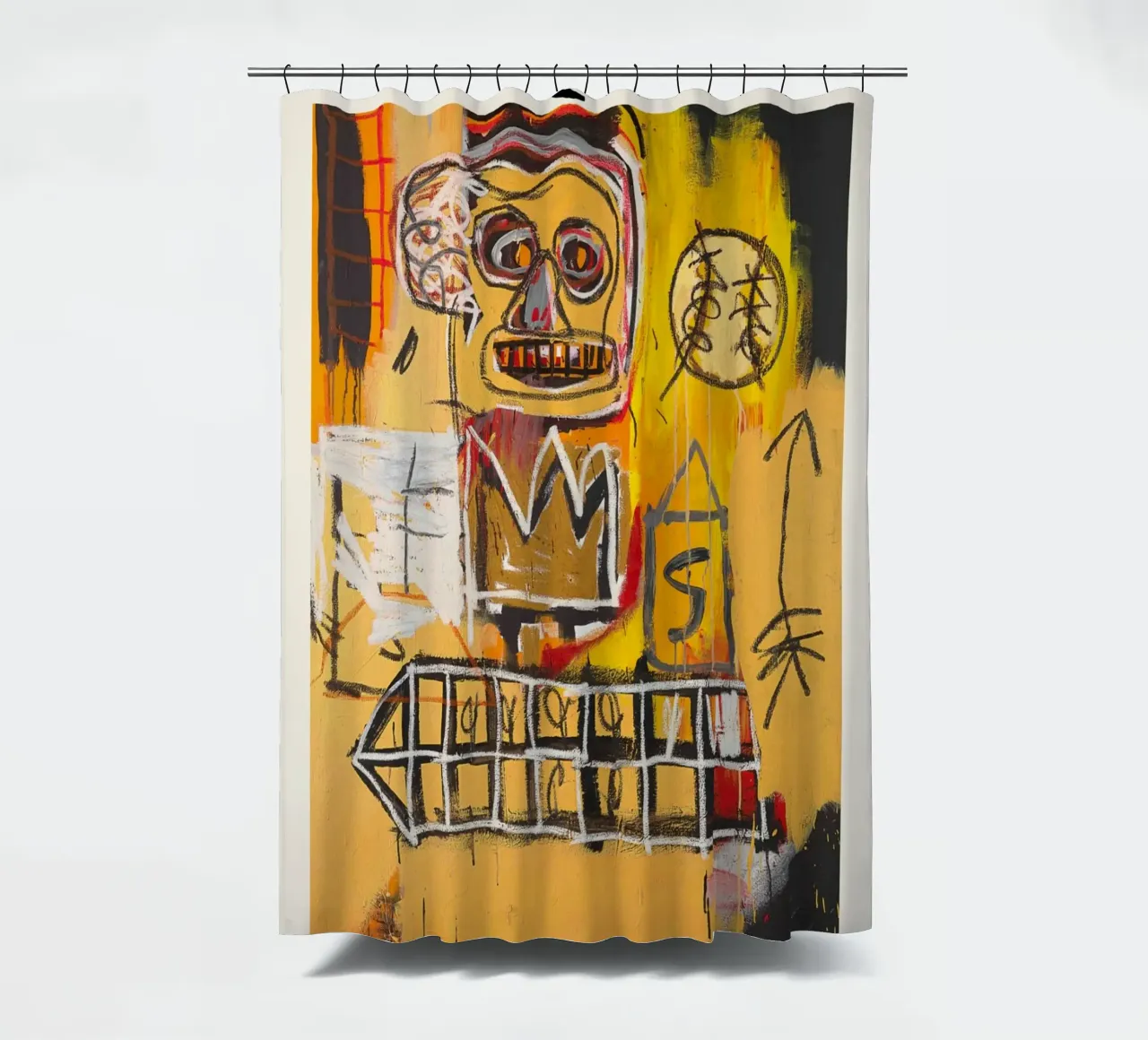 Basquiat "Senza titolo (Cranio e corona)" Potenza neo-espressionista tenda da doccia da NorwesClub