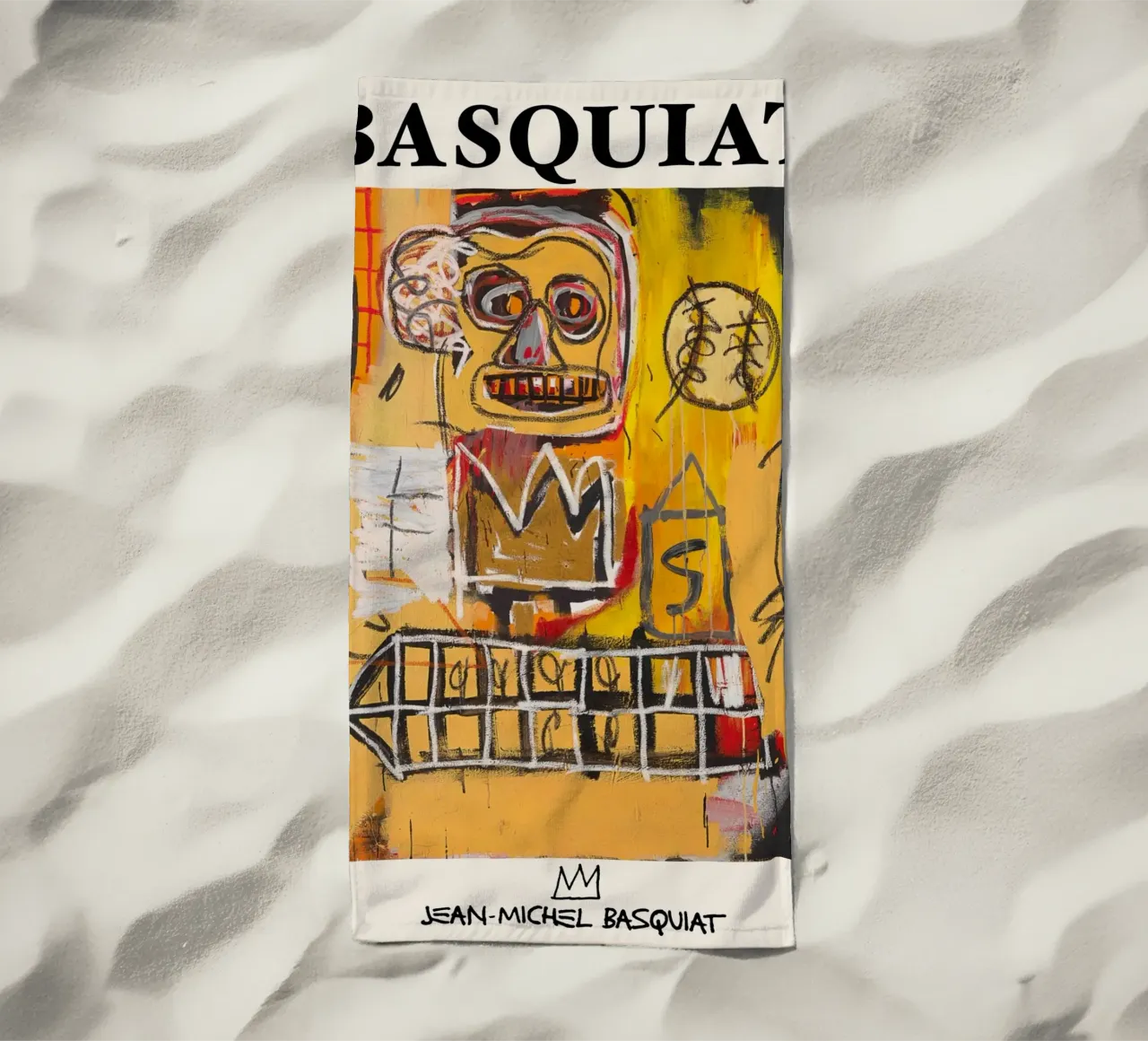 Basquiat "Senza titolo (Cranio e corona)" Potenza neo-espressionista telo mare da NorwesClub
