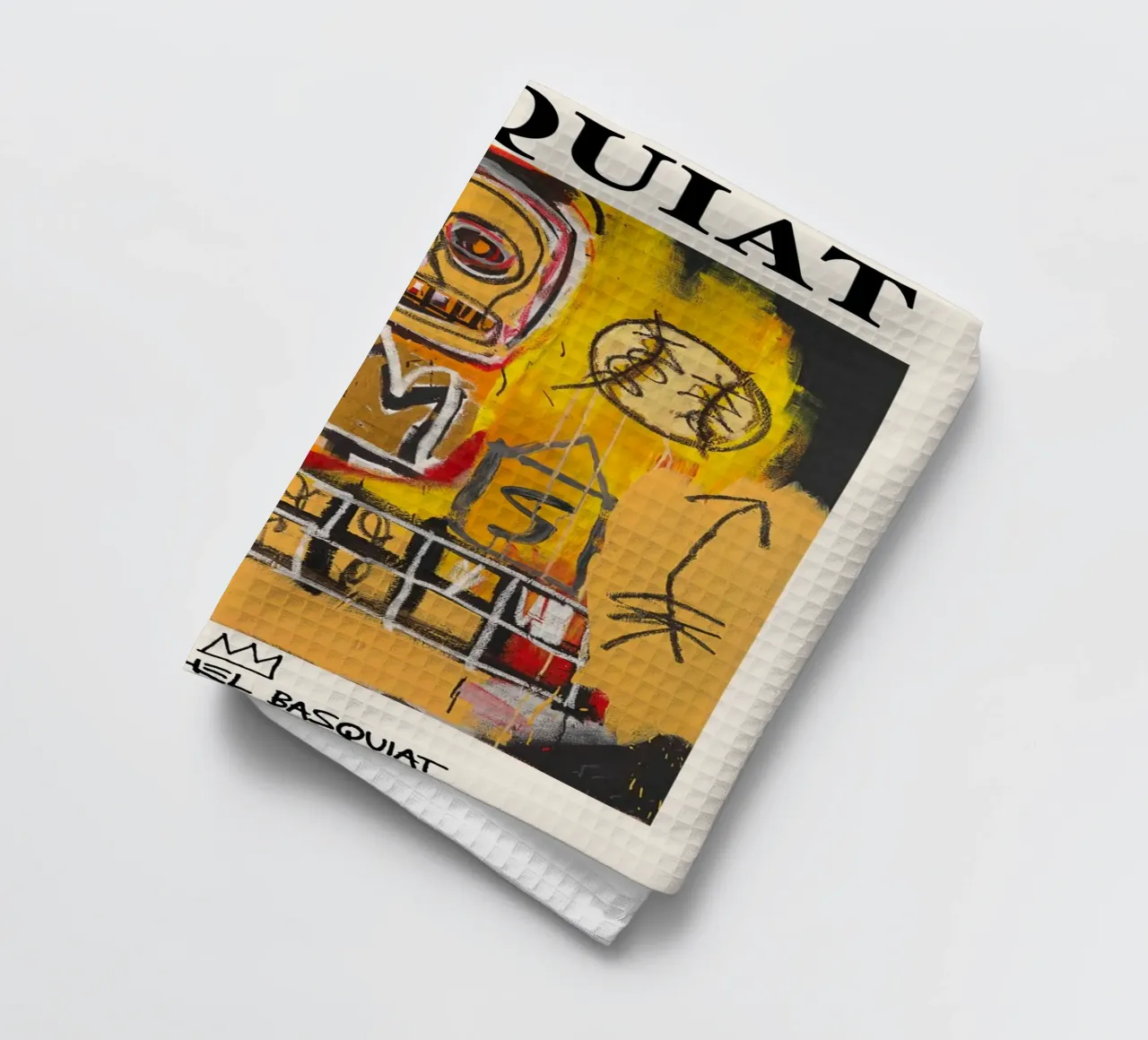 Basquiat "Untitled (Skull & Crown)" Neo-Expressionist Power tea towel by NorwesClub