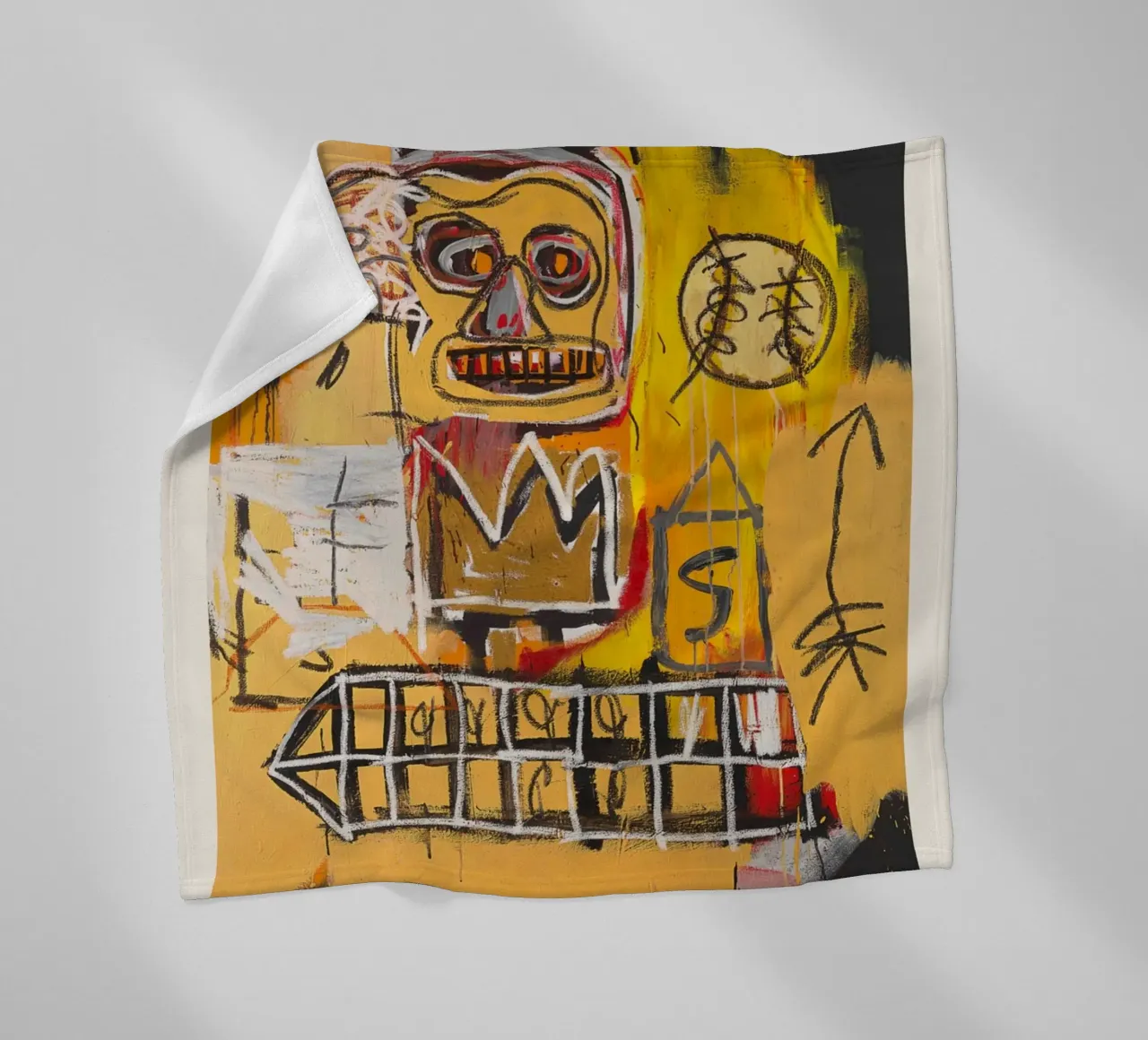 Basquiat "Untitled (Skull & Crown)" Neo-Expressionist Power fleece blanket by NorwesClub