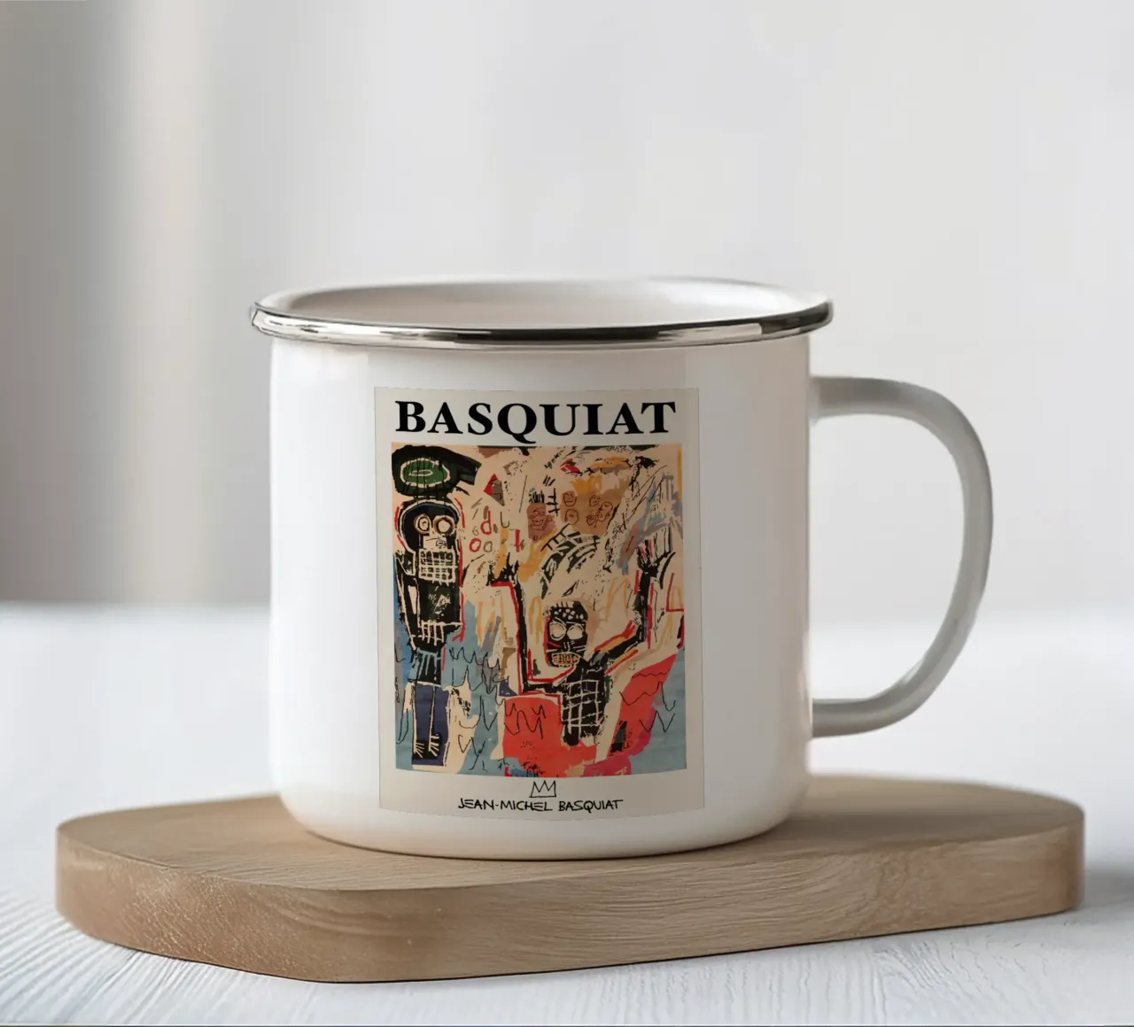 Basquiat "Two Figures" Affiche néo-expressionniste sur l'énergie urbaine mug en émail de NorwesClub