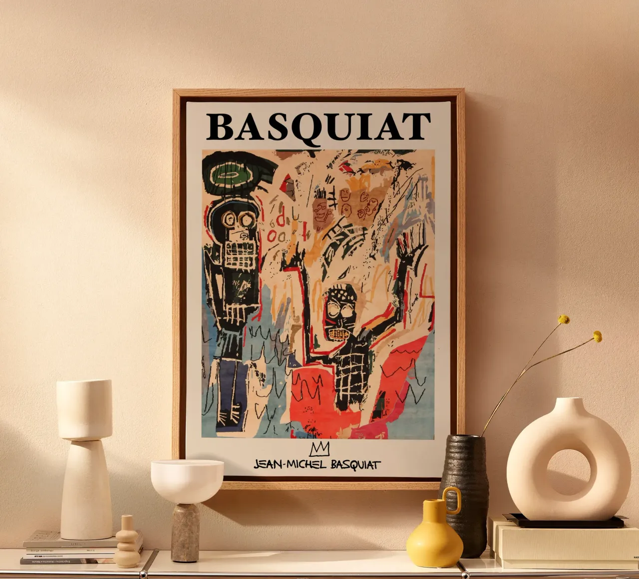 Basquiat "Two Figures" Neo-Expressionist Urban Energy Poster canvas with Floater frame by NorwesClub
