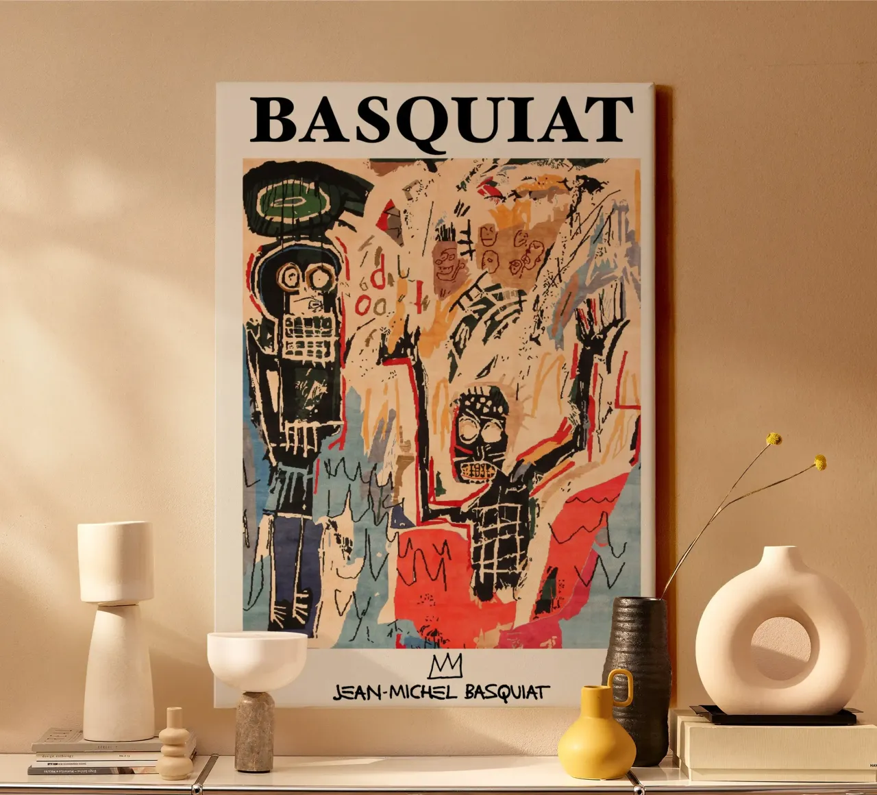 Basquiat "Two Figures" Neo-Expressionist Urban Energy Poster canvas with Floater frame by NorwesClub