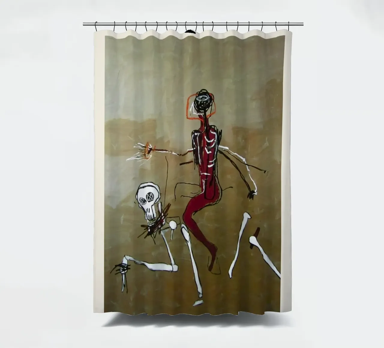 Basquiat "Cavalcare con la morte" Capolavoro neo-espressionista 1 tenda da doccia da NorwesClub
