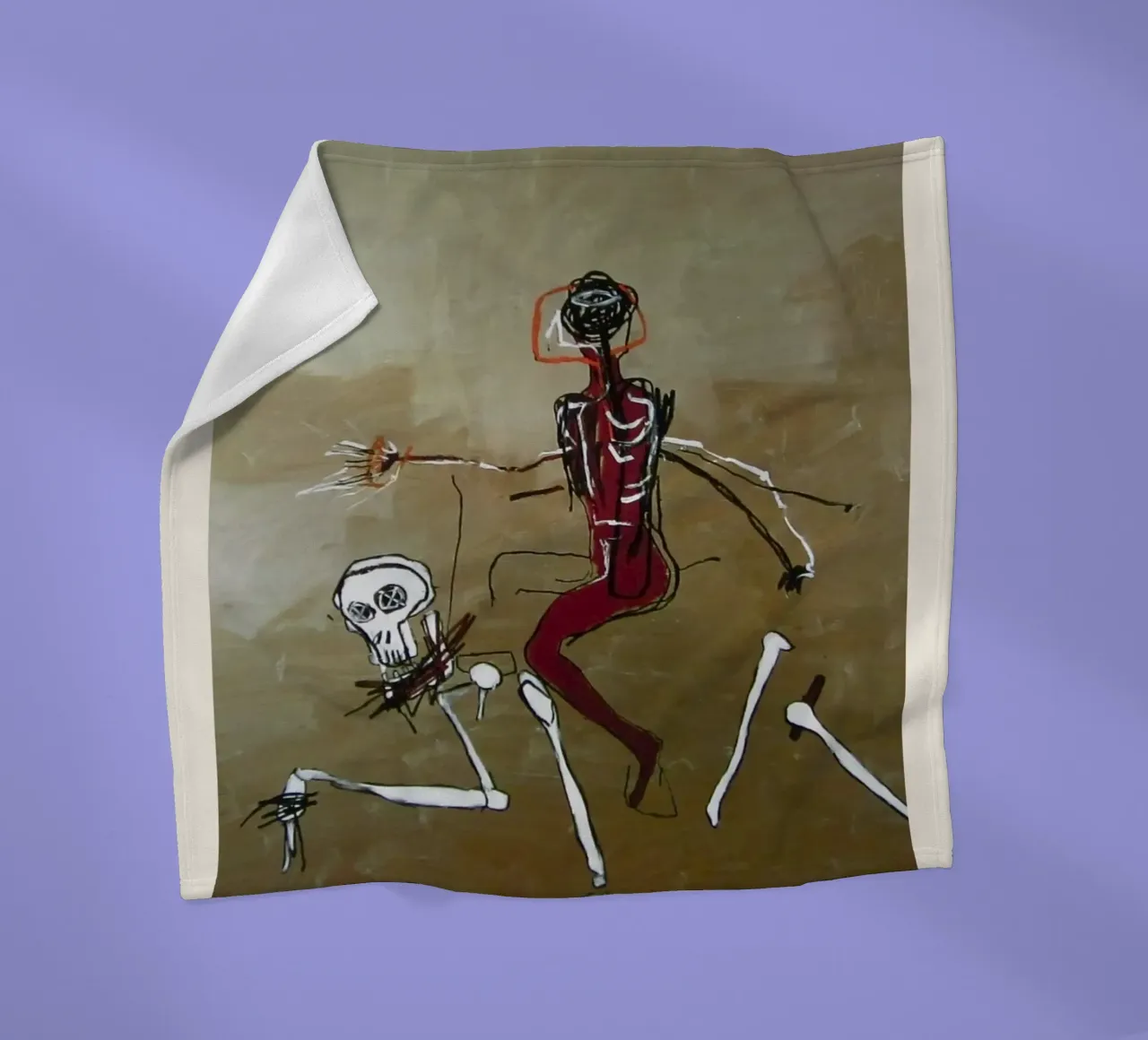 Basquiat "Cavalcare con la morte" Capolavoro neo-espressionista 1 coperta in pile da NorwesClub