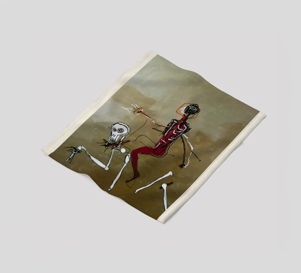 Basquiat "Cavalcare con la morte" Capolavoro neo-espressionista 1 coperta in pile da NorwesClub