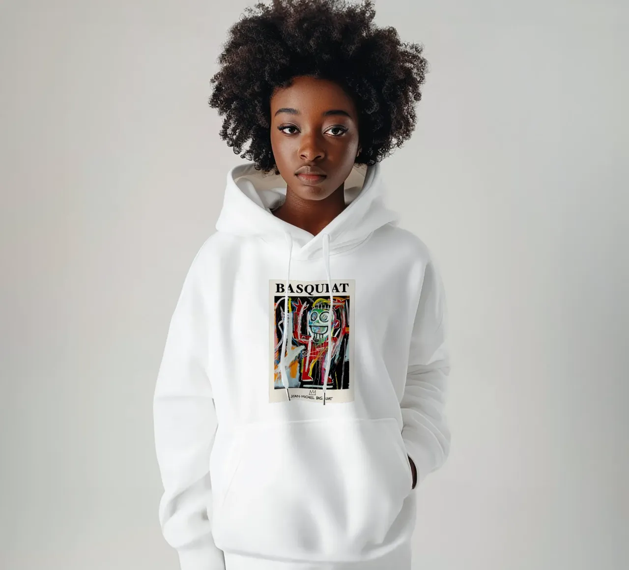 Ritratto energico neo-espressionista di Basquiat "Teste di polvere felpa con cappuccio da NorwesClub