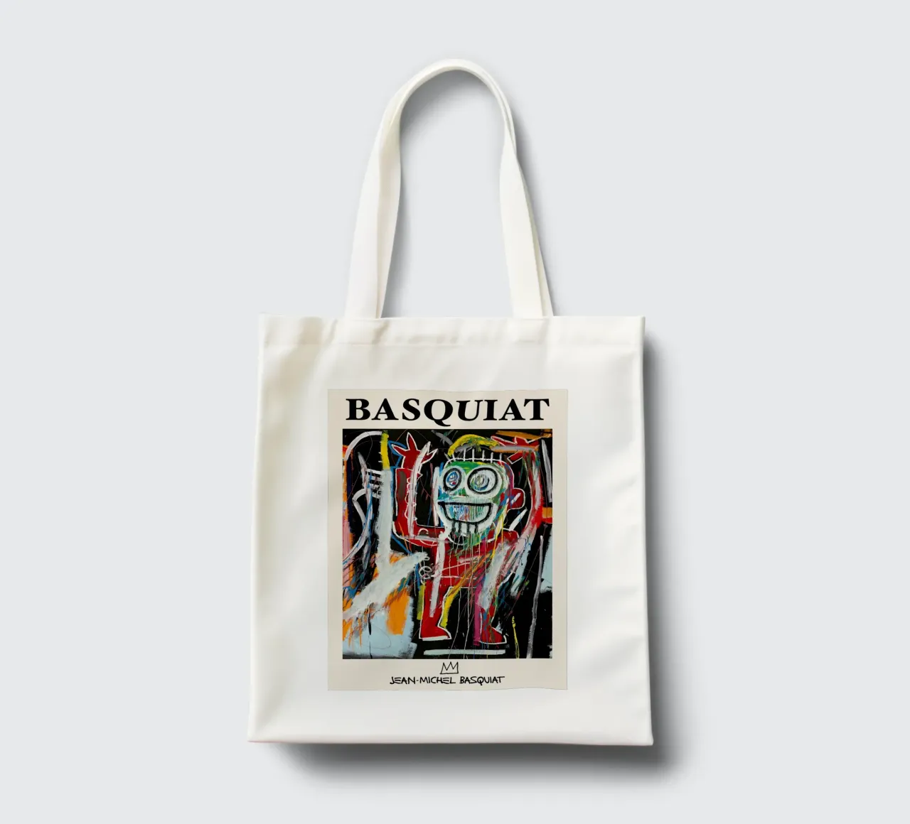 Ritratto energico neo-espressionista di Basquiat "Teste di polvere borsa in juta da NorwesClub