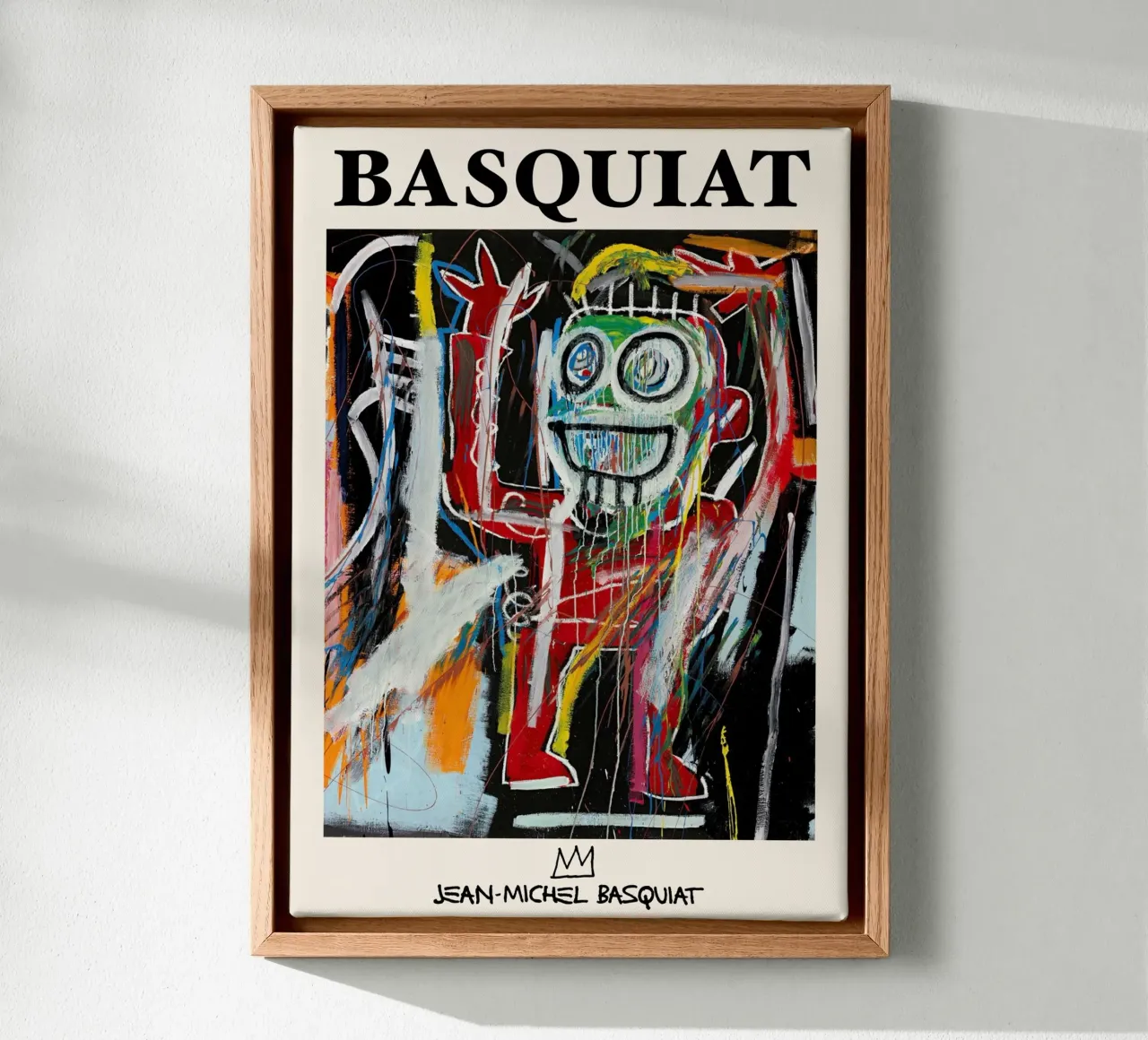 Basquiat "Dustheads" Neo-Expressionist Energetic Portrait canvas with Floater frame by NorwesClub