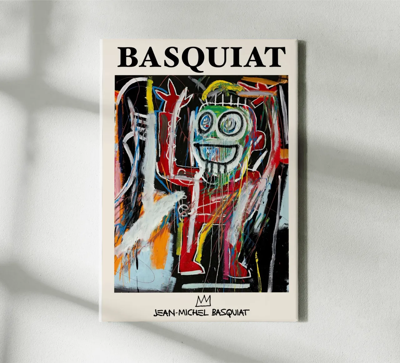 Basquiat "Dustheads" Neo-Expressionist Energetic Portrait canvas with Floater frame by NorwesClub
