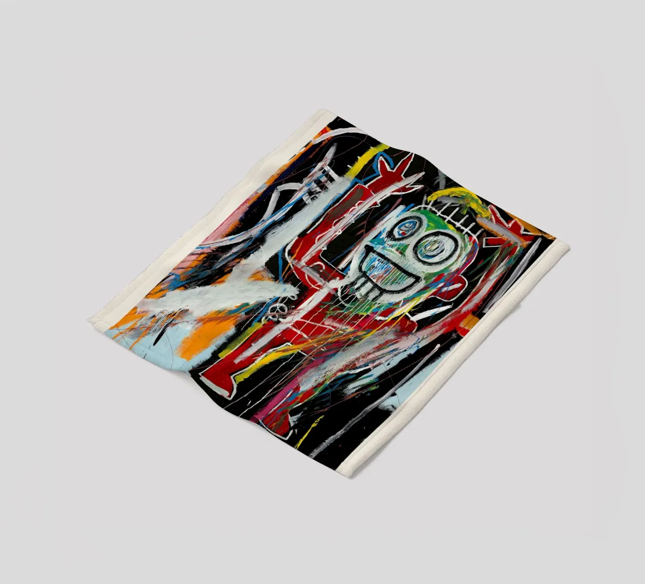 Basquiat "Dustheads" Neo-Expressionist Energetic Portrait fleece blanket by NorwesClub