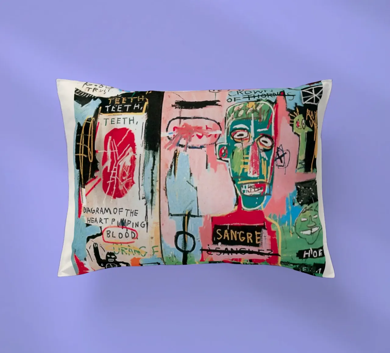 Basquiat "Senza titolo (Diagramma del sangue)" Potenza neo-espressionista cuscino da NorwesClub