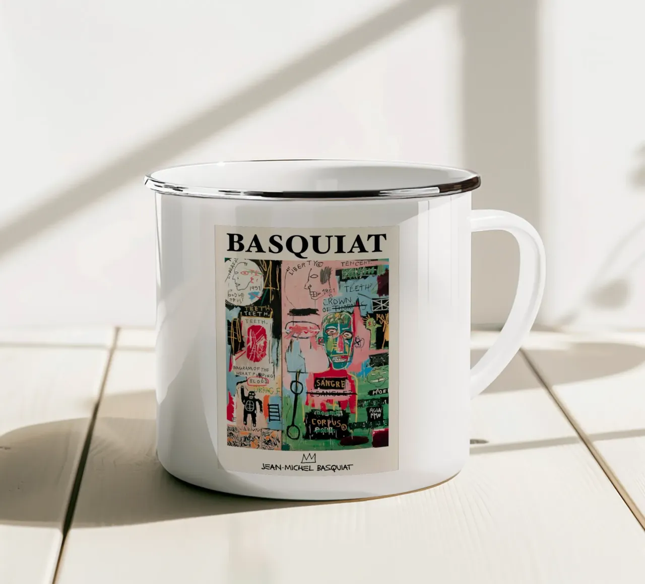 Basquiat "Untitled (Blood Diagram)" Neo-Expressionist Power enamel mug by NorwesClub
