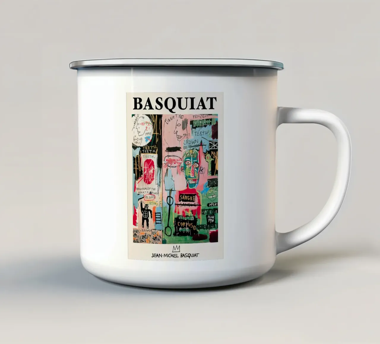 Basquiat "Untitled (Blood Diagram)" Neo-Expressionist Power enamel mug by NorwesClub
