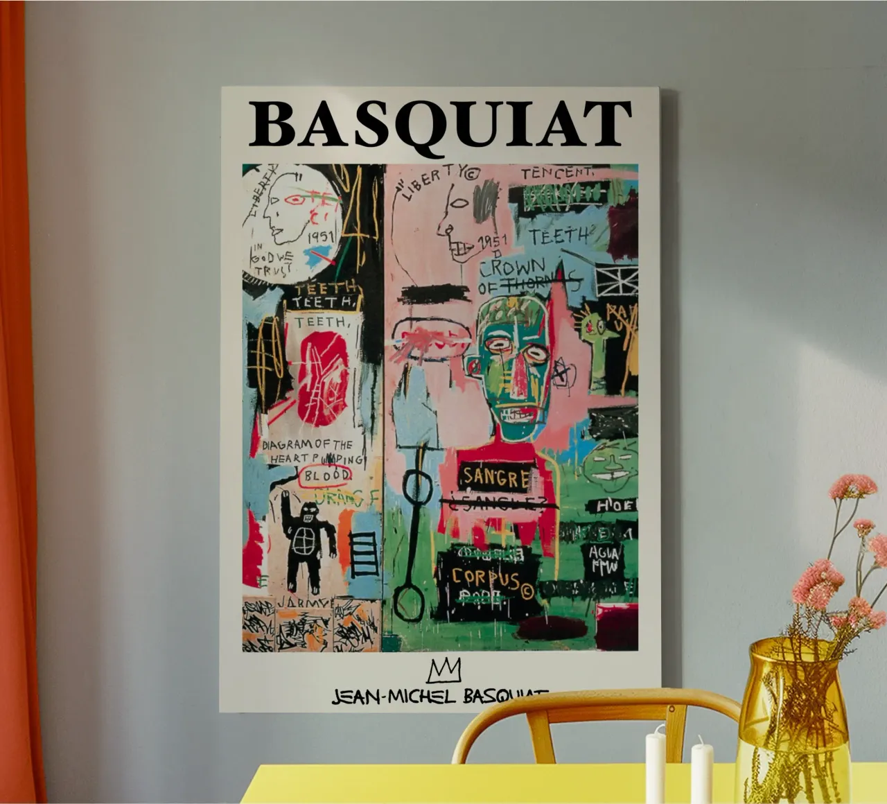 Basquiat "Untitled (Blood Diagram)" Neo-Expressionist Power canvas with Floater frame by NorwesClub