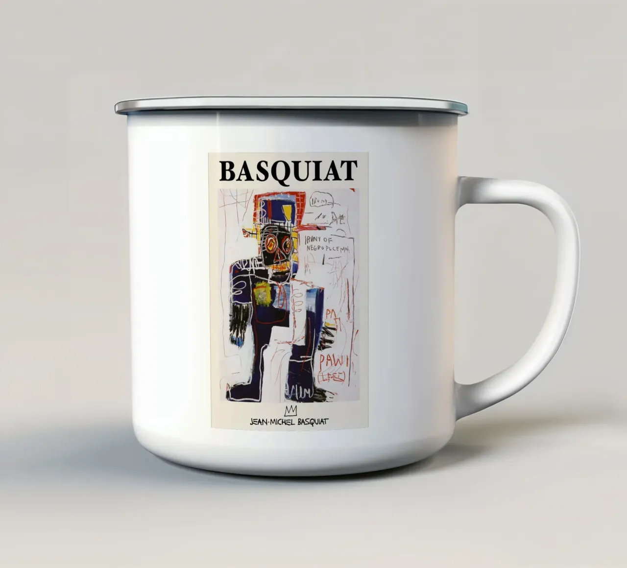 Basquiat "Ironie du policier noir" Icône néo-expressionniste mug en émail de NorwesClub