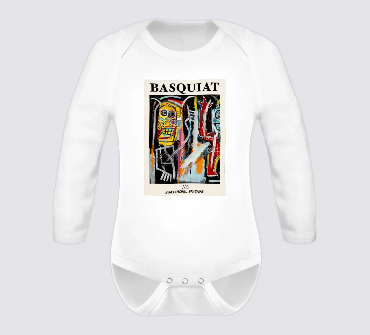 Basquiat "Teste di polvere" Ritratto neo-espressionista di energia grezza body neonato maniche lunghe da NorwesClub