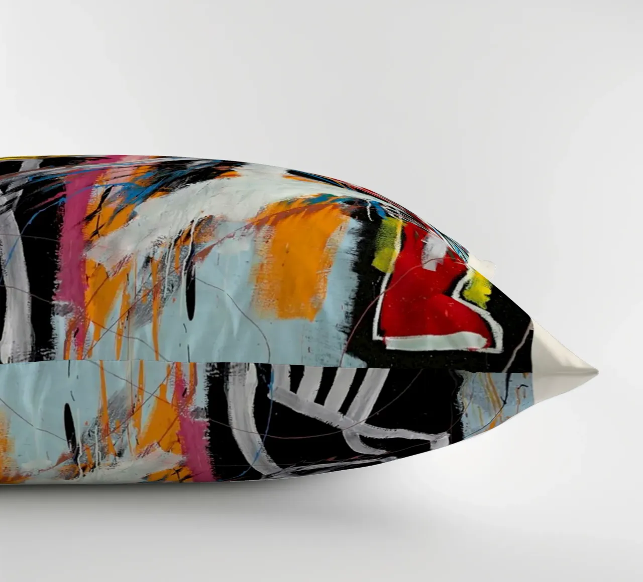 Basquiat "Teste di polvere" Ritratto neo-espressionista di energia grezza cuscino da NorwesClub