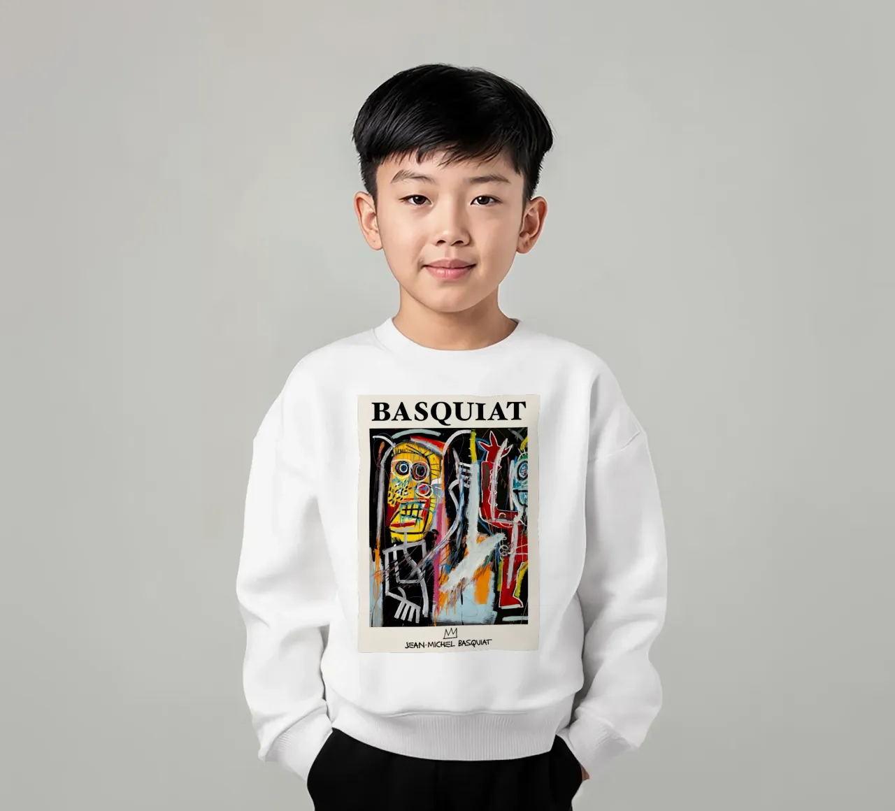 Basquiat "Teste di polvere" Ritratto neo-espressionista di energia grezza felpa bambino da NorwesClub