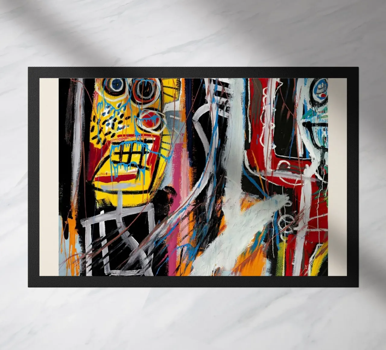 Basquiat "Teste di polvere" Ritratto neo-espressionista di energia grezza zerbino da NorwesClub