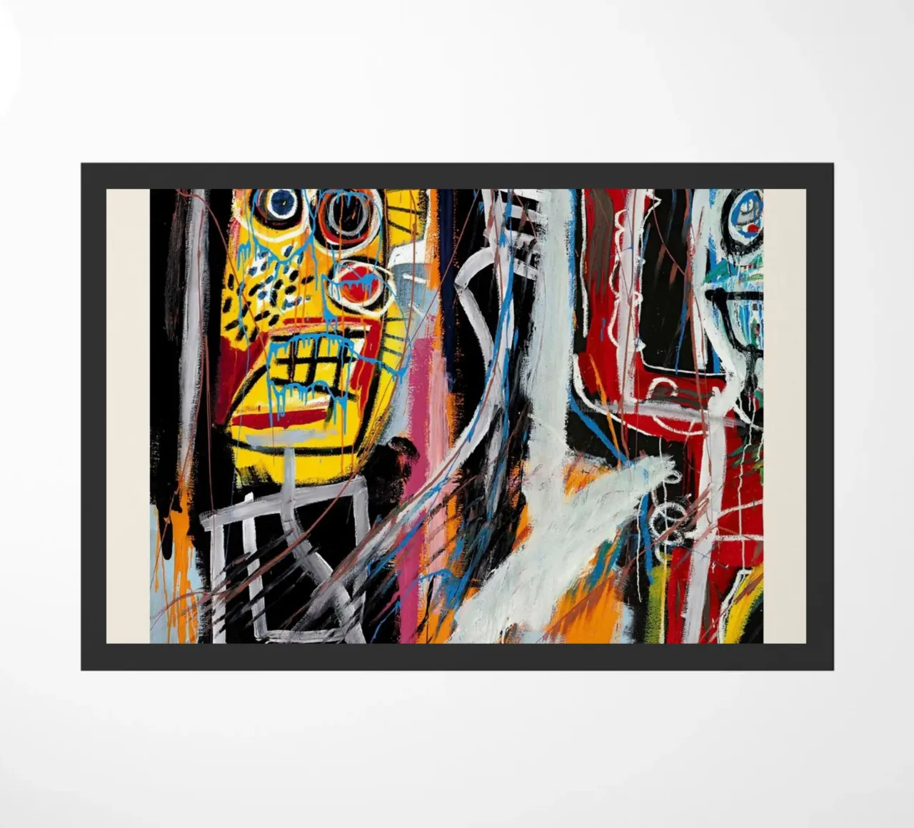 Basquiat "Teste di polvere" Ritratto neo-espressionista di energia grezza zerbino da NorwesClub
