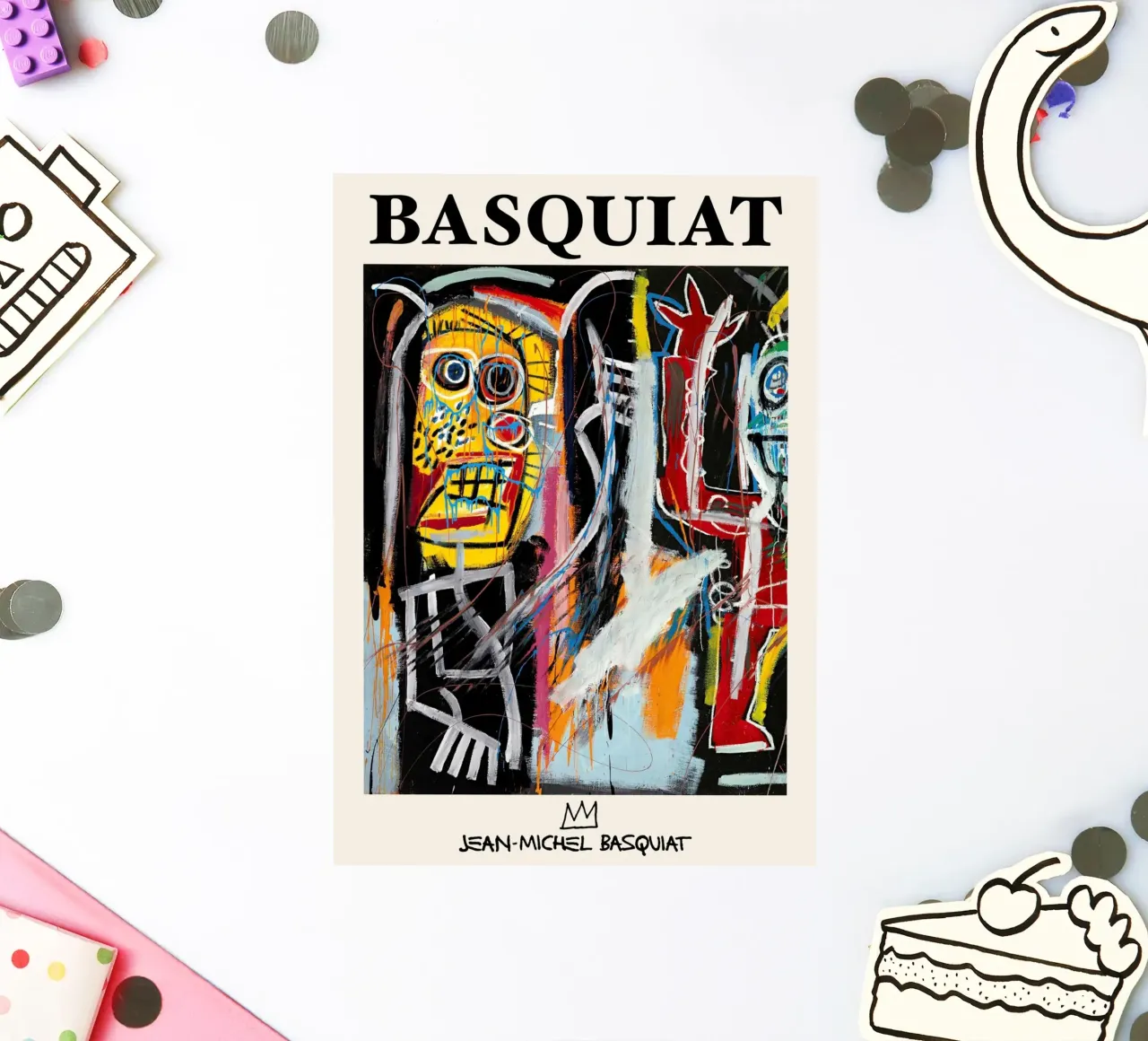 Basquiat "Dustheads" Neo-expressionistisch rauw energieportret sticker van NorwesClub