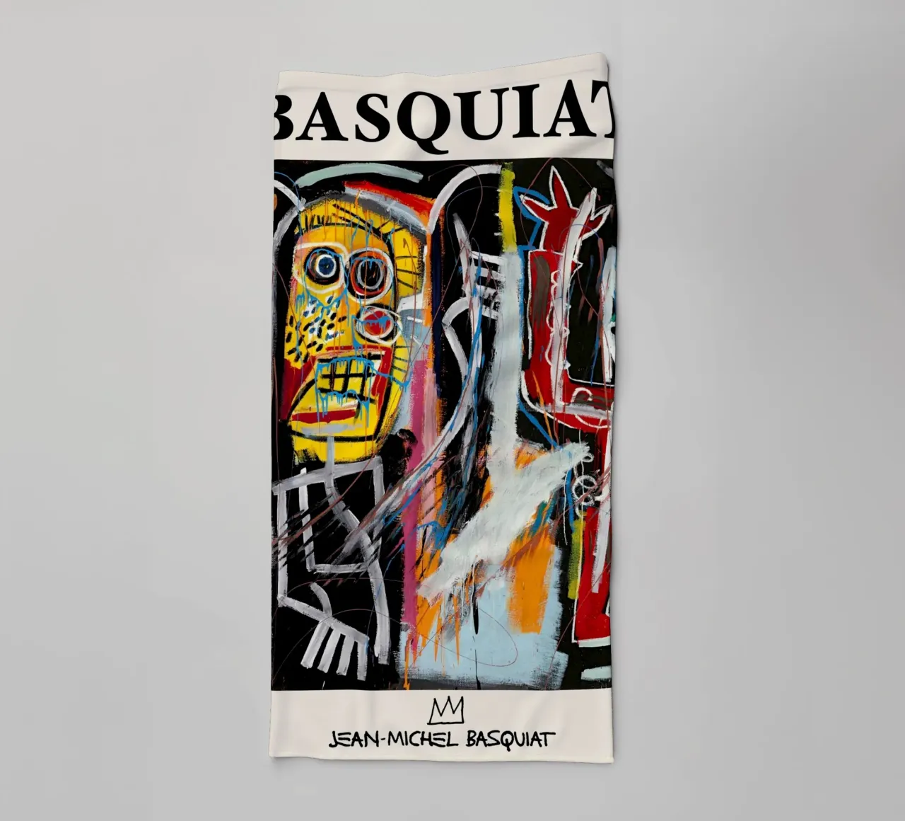 Basquiat "Teste di polvere" Ritratto neo-espressionista di energia grezza asciugamano da bagno da NorwesClub