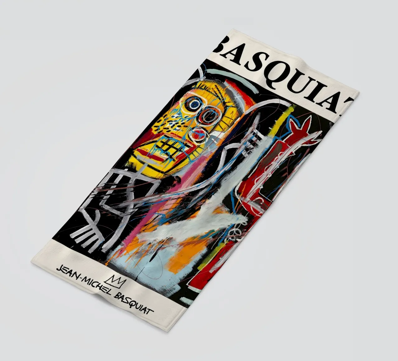 Basquiat "Teste di polvere" Ritratto neo-espressionista di energia grezza telo mare da NorwesClub