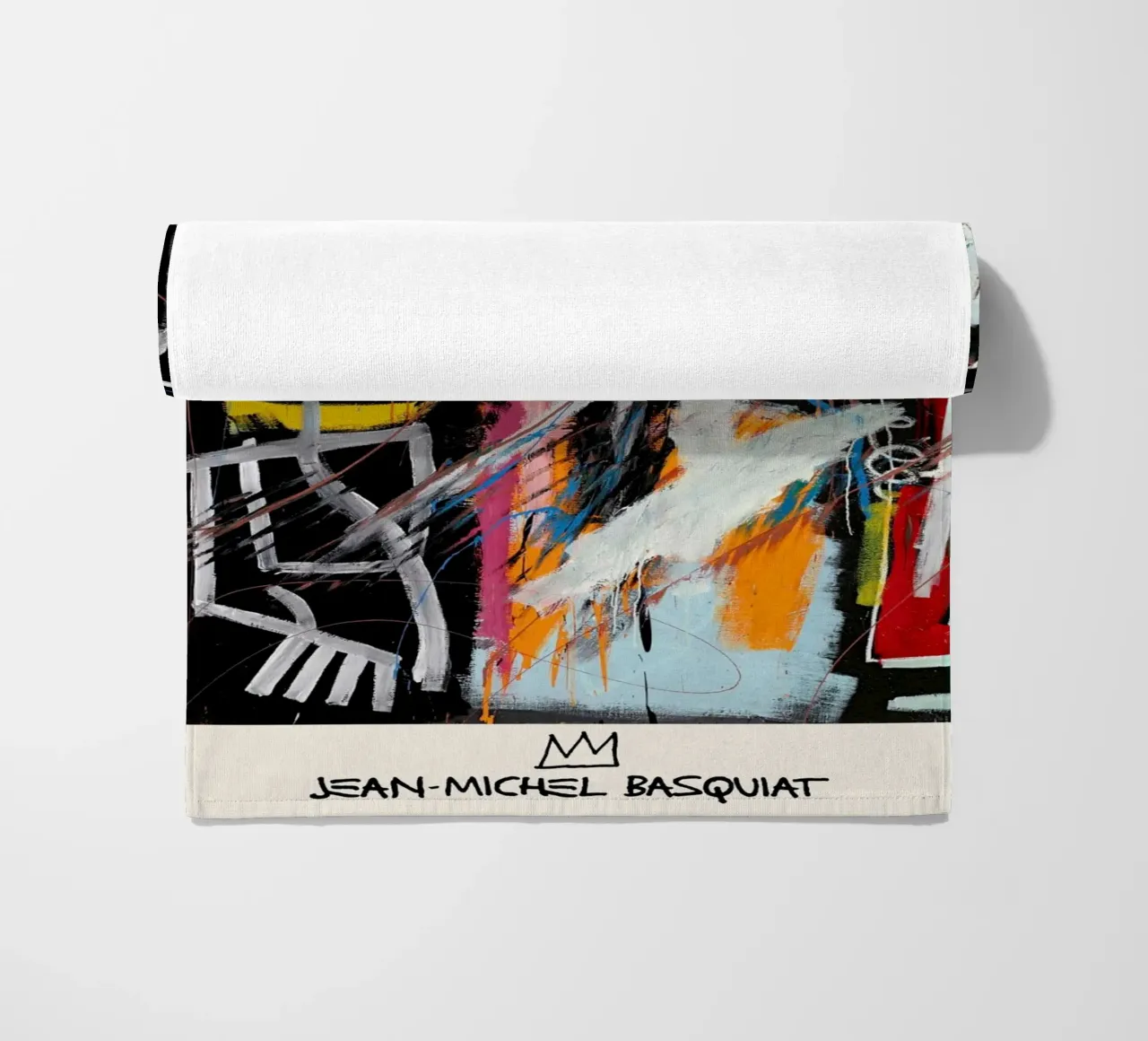 Basquiat "Teste di polvere" Ritratto neo-espressionista di energia grezza telo mare da NorwesClub