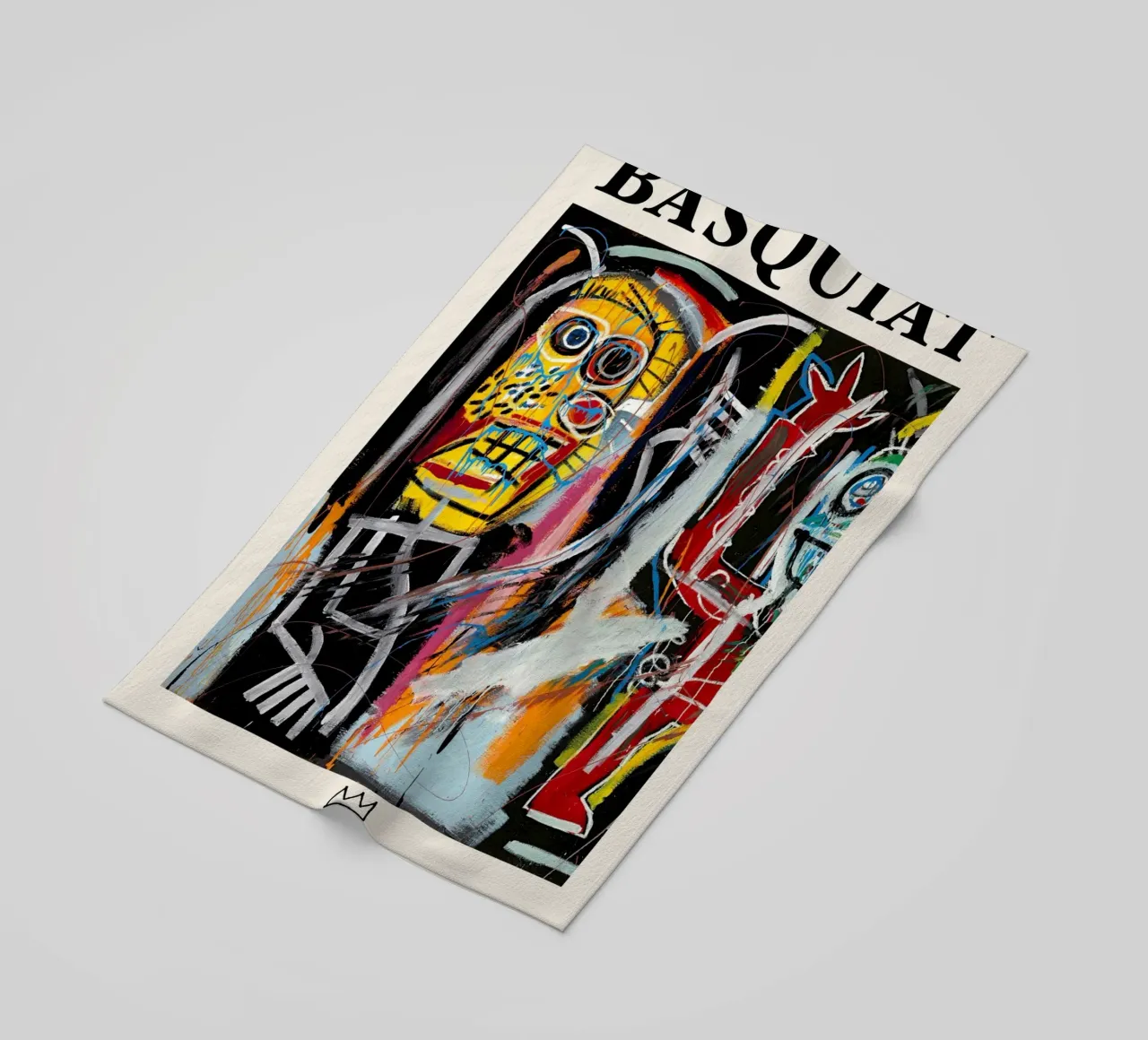 Basquiat "Teste di polvere" Ritratto neo-espressionista di energia grezza telo mare da NorwesClub