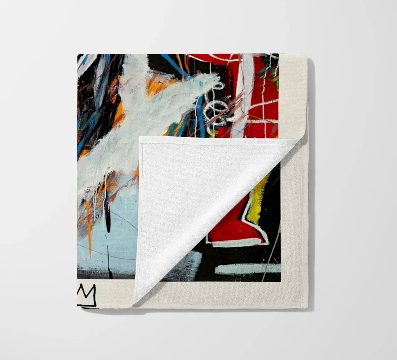 Basquiat "Teste di polvere" Ritratto neo-espressionista di energia grezza telo mare da NorwesClub