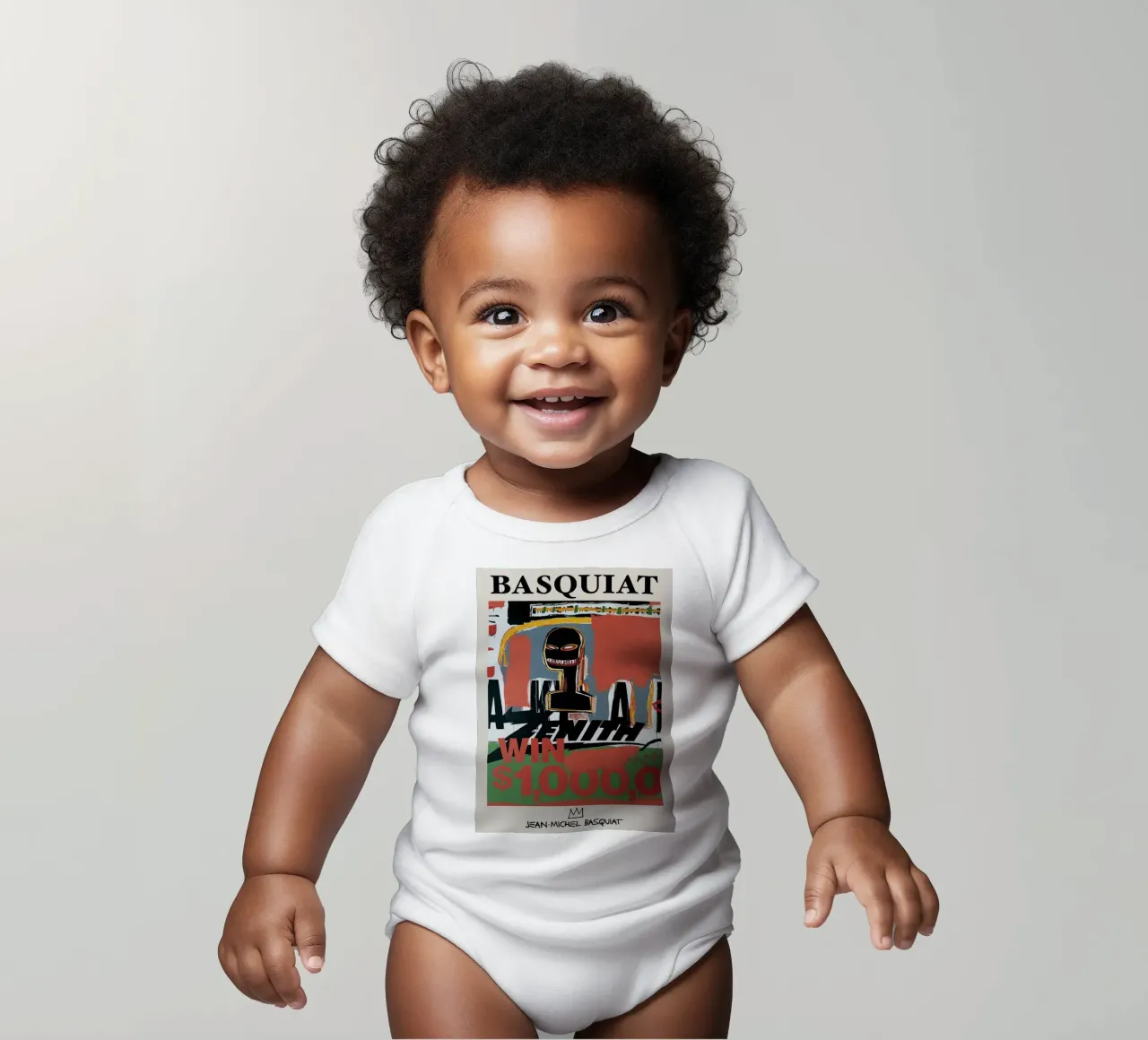 Basquiat "Zenith (Vincere 1000 dollari)" Icona neo-espressionista in grassetto body neonato maniche corte da NorwesClub