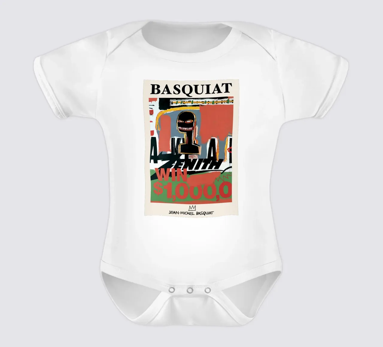Basquiat "Zenith (Vincere 1000 dollari)" Icona neo-espressionista in grassetto body neonato maniche corte da NorwesClub