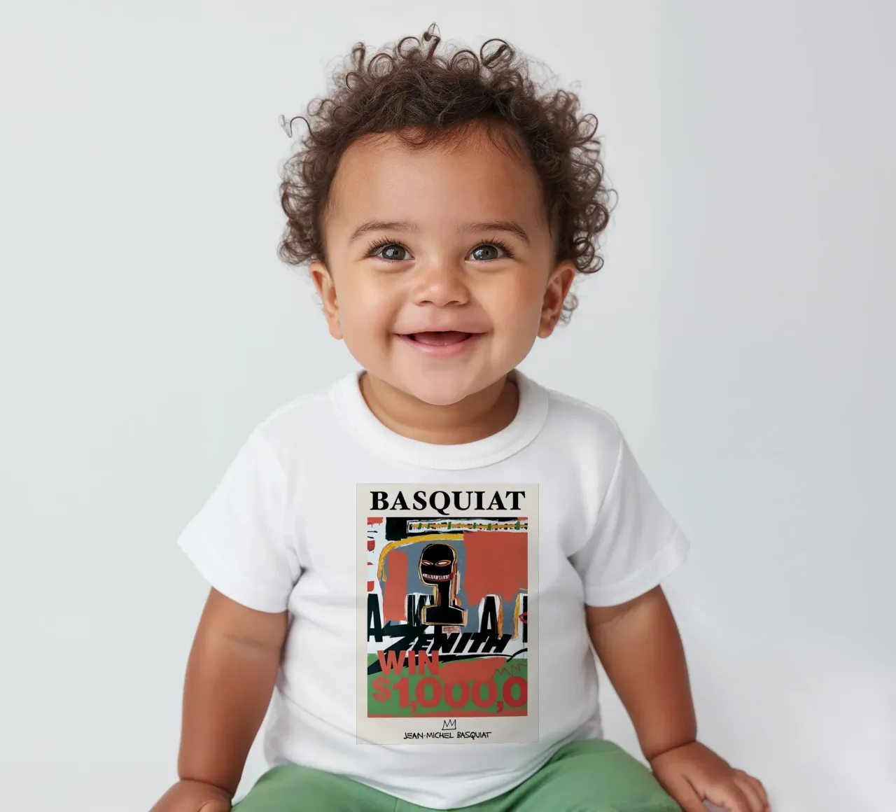 Basquiat "Zenith (Vincere 1000 dollari)" Icona neo-espressionista in grassetto maglietta neonato da NorwesClub