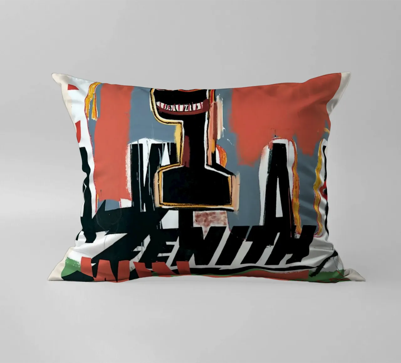Basquiat "Zenith (Vincere 1000 dollari)" Icona neo-espressionista in grassetto cuscino da NorwesClub
