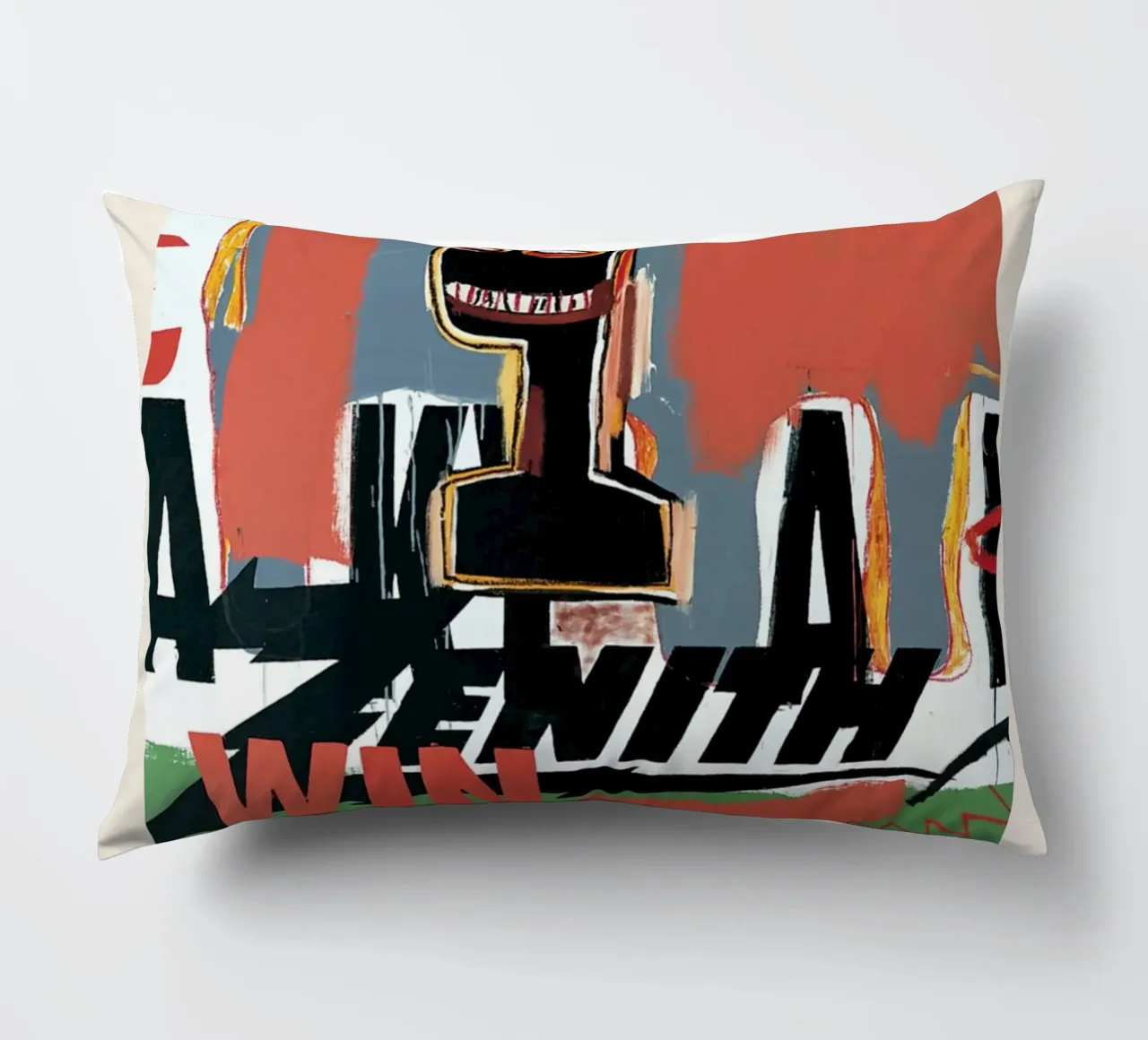 Basquiat "Zenith (Vincere 1000 dollari)" Icona neo-espressionista in grassetto cuscino da NorwesClub