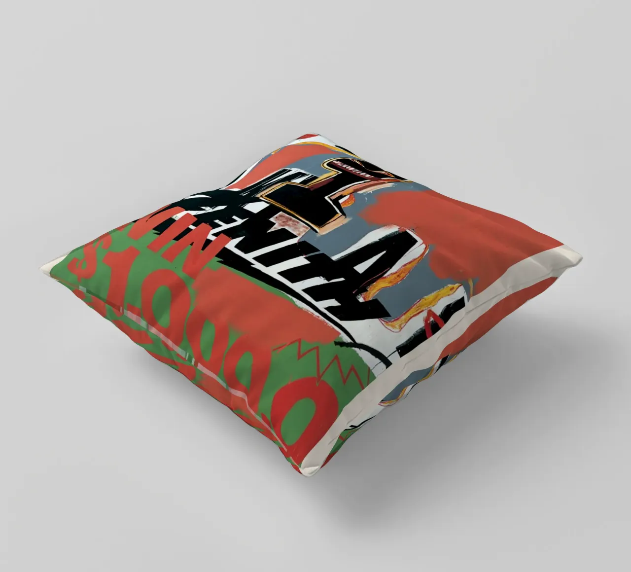 Basquiat "Zenith (Vincere 1000 dollari)" Icona neo-espressionista in grassetto cuscino da NorwesClub